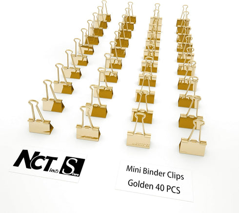 Gold Mini Binder Clips 3/5" / 0.6-inch / 15-mm (40-Count)