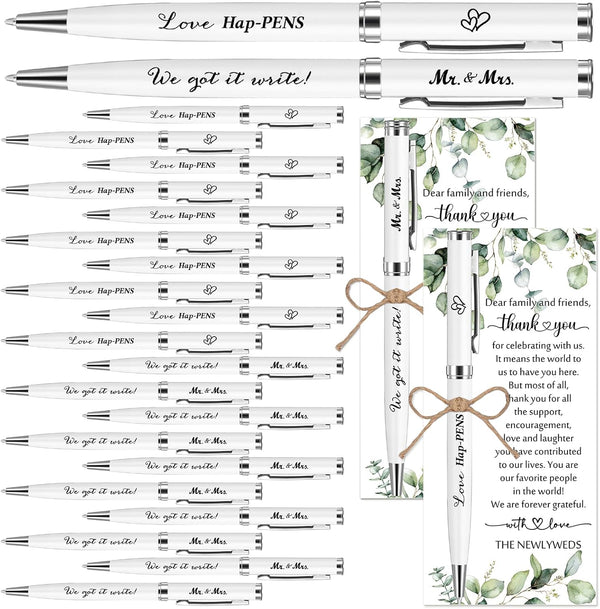 Affrolling 100 Sets Wedding Favors for Guests Bulk Retractable Ballpoint Pen Thank You