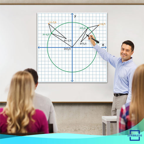 Scribbledo Jumbo Magnetic Coordinate Plane, 27" x 27" Dry Erase Graph Grid Board for Math Teacher Supplies