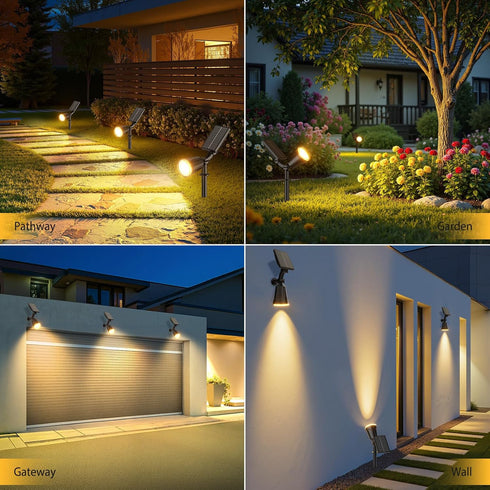 1000LM 2-in-1 15Hrs+ Solar Spot Lights Outdoor Waterproof: Big Adjustable Spotlight - Long Lasting Spot Light - Solar