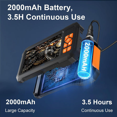COOVIE 1920P 4.3" IP67 8 16.5ft Endoscope Camera with Light, HD Borescope Inspection Camera with IPS Screen, Waterproof