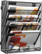 EasyPAG 5 Tier Mesh Office Organizer, Wall Mounted File Holder, Vertical Hanging Paper File Rack with White Label