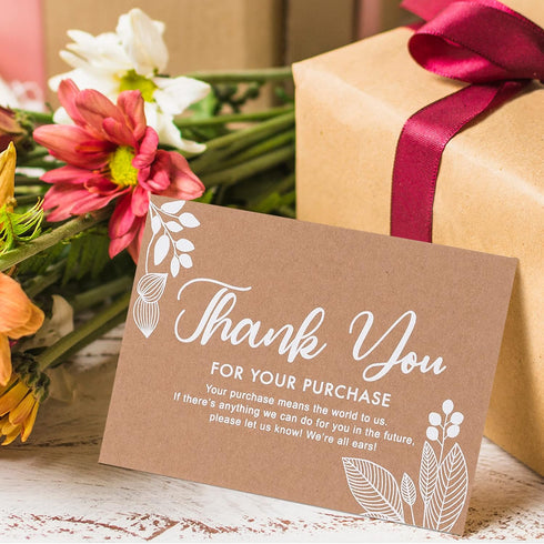 MATICAN 50-Pack Thank You For Your Order Cards, Kraft, 4 x 6 Inches, Postcard Size