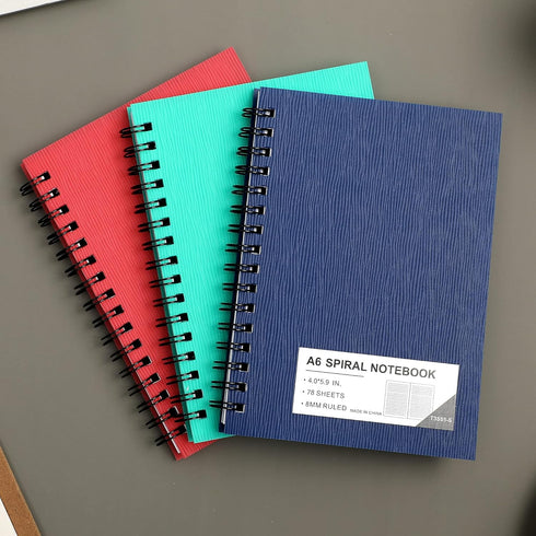 FLYING EAGLE Premium 4x6 Small Spiral Notebook, 3 Pack A6 Mini Journal, Plastic Hardcover, 468 Pages