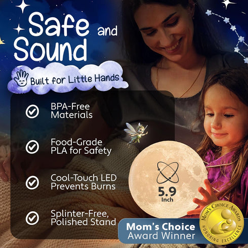 3D (5.9 inch) Mind-Glowing Moon Lamp - Moon Night Light for Kids Bedroom - Globe Nightlight with Multi Color LED