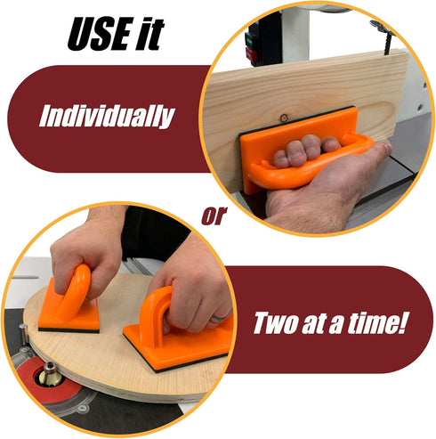 Fulton Safety Push Block, 2 Pack, Orange Color for High Visibility, Ideal for Router Tables