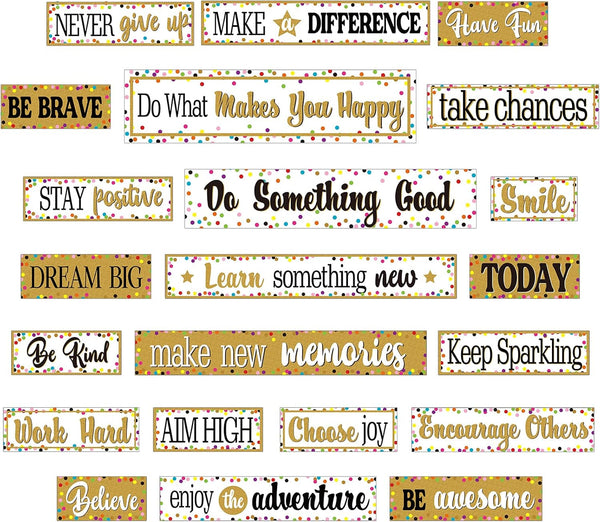 Tenare 22 Pieces Motivational Gallery Bulletin Board Decorations - Positive Sayings Bulletin Board Borders for Classroom