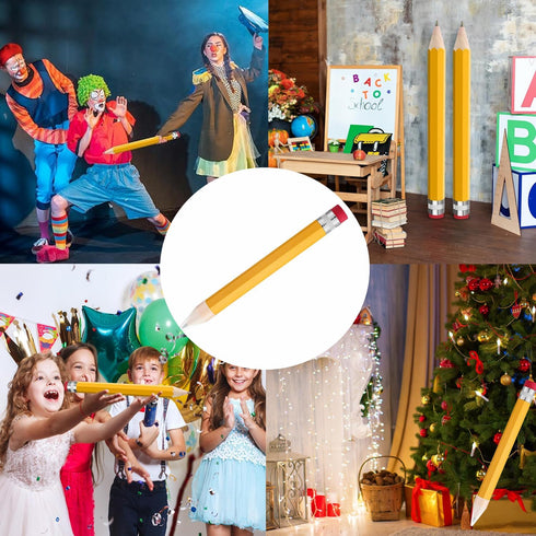 goldhik 13.3'' Wooden Jumbo Pencils, Giant Pencils Funny Big Novelty Pencil With Cap For School Home Office Prop