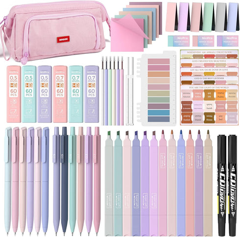 Nicpro 71 PCS Bible Journaling Kit, Aesthetic School Supplies, 12 No Bleed Highlighters, 6 Gel Pens