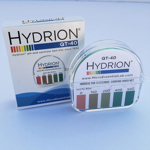 HYDRION QT-40 Quaternary SANITIZER Solution Test Tape for Testing 0-500 ppm Ranges -