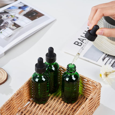 24 Pcs 2oz Green Glass Dropper Bottles, Leakproof Tincture Bottles with Dropper for All Kinds of Liquids