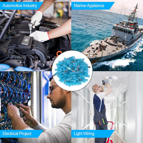 100 PCS 16-14 AWG Waterproof Heat Shrink Quick Disconnect Connectors, Crimp Electrical Wire Male Spade for Marine