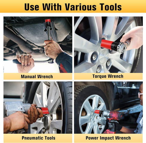 1/2" 7 Set, 17 19 21 mm 13/16 7/8 1 1-1/16 inch, 6 BOEN Drive Impact Lug Nut Socket, Pieces Non-Marring Wheel Protector