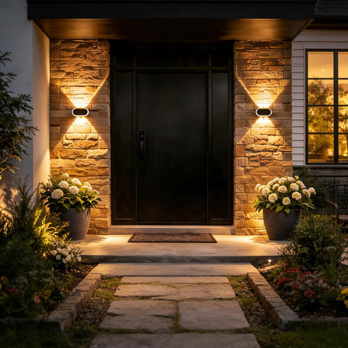 3 IP65 12H 2 Pack Ellasay Fence Lights Solar Powered: Outdoor LED Wall Lighting Dual Beam and Color Modes Waterproof