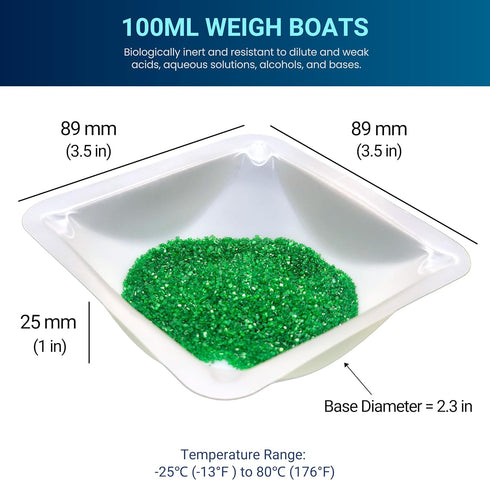 Medium Weigh Boats - 125 Pack, 100ml Plastic Disposable Trays for Scale, Anti-Static Lab Dish Container for Powder