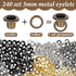 Neyauo 240 Grommet 1/4 Inch (3mm Set, 240 Grommets Pcs Tool Kit, Inside) Metal Eyelet PCS Gold/Silver/Copper/Black