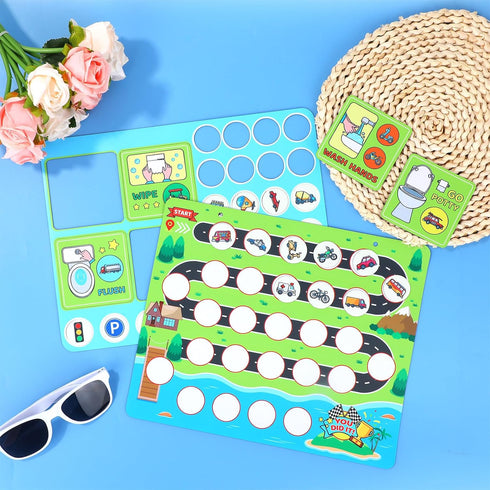 Penitue Set, 25x30cm/9.84x11.81in 28 4 Magnetic Car Potty Training Chart Reusable Potty Training Chart with Magnetic
