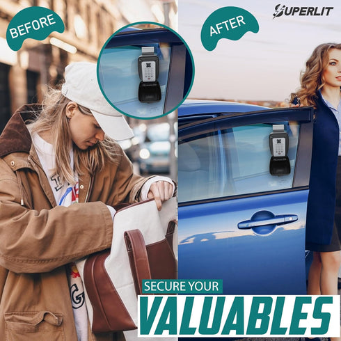 SUPERLIT Lock Box with RFID Blocker Pouch for Key Fob, Anti-Theft Device for Keyless Entry Protection for Car & Home