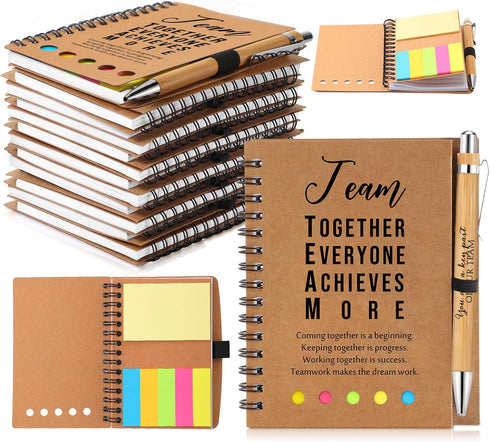 Jetec 12 Sets Team Appreciation Gifts, Inspirational Team Spiral Notebooks with Notes and Ballpoint Pens for Staff