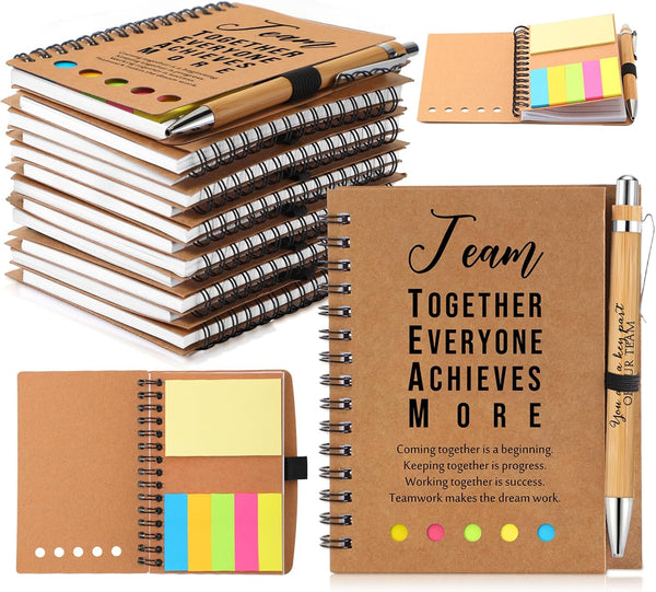 Jetec 12 Sets Team Appreciation Gifts, Inspirational Team Spiral Notebooks with Notes and Ballpoint Pens for Staff