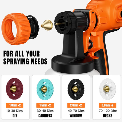 50PCS 3 8 Nozzles Paint Sprayer with Disposable Cup Liners & Replacement Dual-Gun, Electric HVLP Sprayer for House