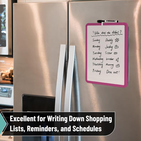 Mr. Pen Dry Erase Board, 14” x 11” Small White Board with Black Marker, Magenta Frame for Kids and Students