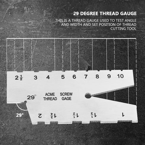 Screw Thread Gauge, Stainless Steel Grinding Gage 29 Degree Inspection Tool for Woodworking & Metalworking
