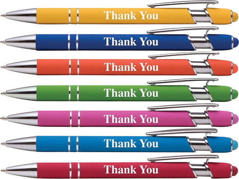 Thank You Premium Gift Stylus Pens for All TouchScreen Devices, Metal Soft Touch 2 in 1 Combo Pen (20 Pack)