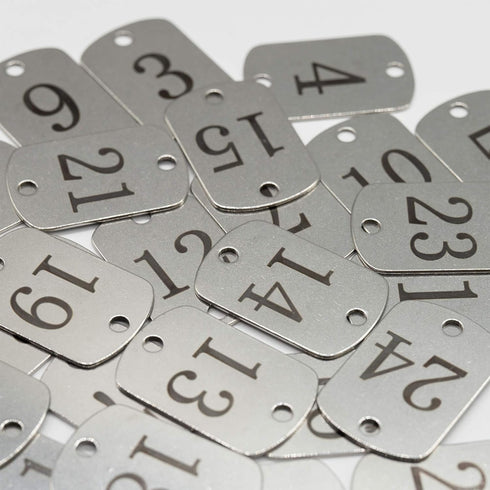 StayMax Stainless Steel Numbered Key Tags with Two Holes (26-50)