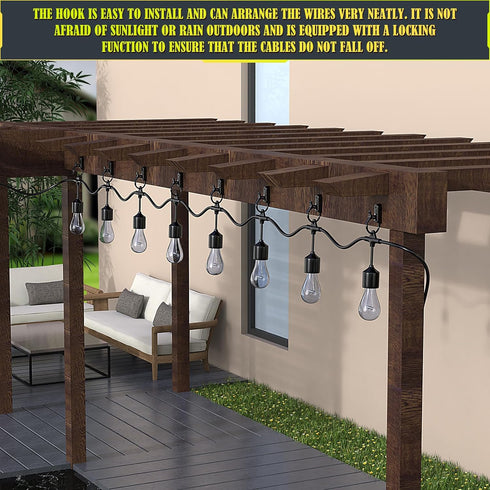 20 Lewufe PCS Light Hanger Hooks, Stainless Steel Outdoor String Lights Hooks for Christmas Lights, Patio Lights, Light