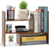 Expandable Wood Desktop Bookshelf Organizer, Office Storage Rack, Natural Stand for Supplies and Display