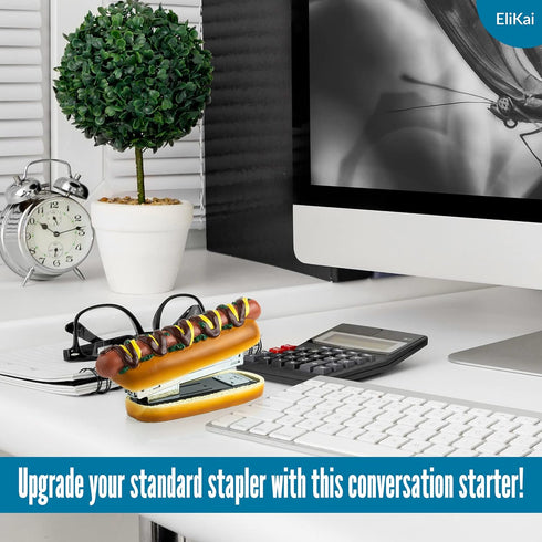 Hot Dog Stapler with 1000 Staples, Funny Stapler for Desk, Cute & Novelty Stapler, Novelty Gifts, Funny Desk Accessories & Supplies for Work, Cool Stuff for Office Desk, Office Gags by ELIKAI
