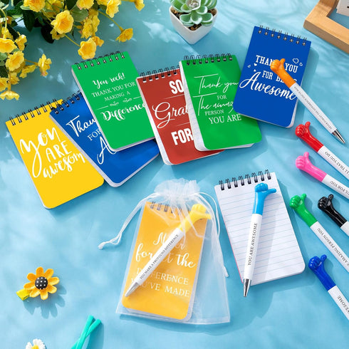 PerKoop 40 Sets Graduation Appreciation Gifts - 40 Pcs Thumbs Up Pens and Motivational Notebook, Teacher Gift