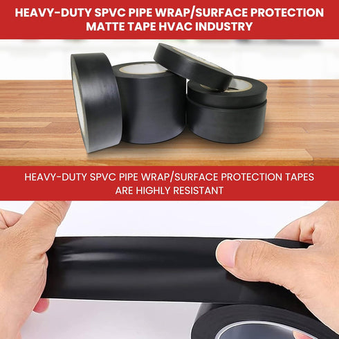 GGR Supplies T.R.U. PWT-10 Heavy-duty SPVC Pipe Wrap Tape for HVAC, 100 Ft, Black, 2 in.