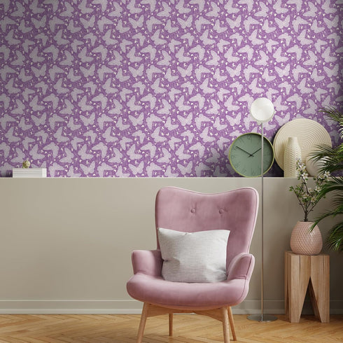 Purple Butterfly Floral Wallpaper - Peel and Stick Violet Flower Removable DIY Contact Paper for Decorative Walls