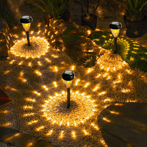 2 Pack IP65 Dynamic Solar Pathway Flickering Flame Outdoor Yard LED Lawn Lights - Waterproof, Weatherproof Garden Decor