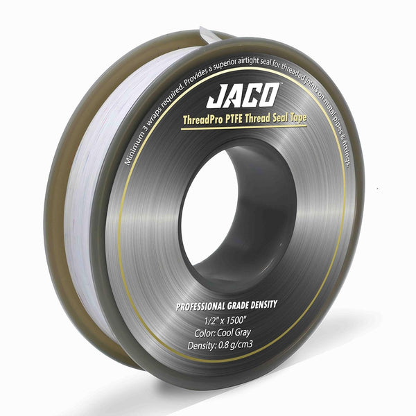 JACO ThreadPro PTFE Thread Seal Tape, 1/2" x 100 ft. (Mega Roll) | Professional-Grade Sealant (Cool Gray)