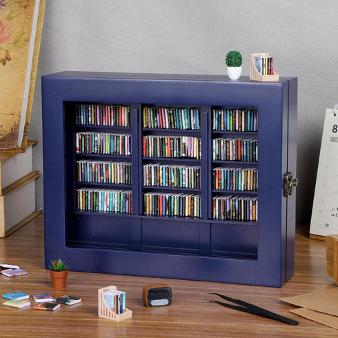 Anxiety Bookshelf Mini Books Display for Stress Relief and Fun Decor Small Decorative Miniature Library Potted Plants