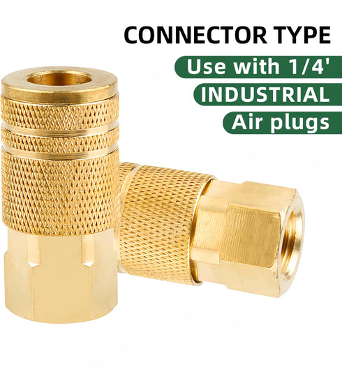 Yolass 1/4” NPT Air Hose Fittings, 10 Quick-link Air Hoses with 1/4" Brass Couplers for Professional Use