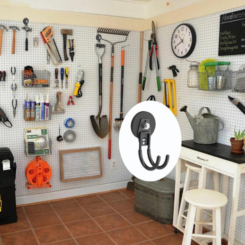 Heavy Duty Magnetic Hooks, Super Strong Garage Magnet Hooks for Indoor & Outdoor Hanging (4 Pack)