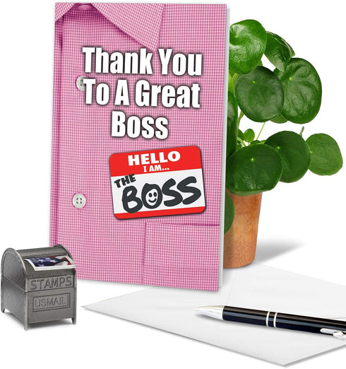 The Best Card Company Boss Thank You Greeting Card with 5 x 7 Inch Envelope, Co-Worker Thank You