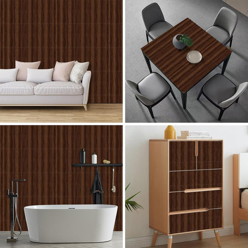 118.1x17.7 Inches HOMETITUTE Walnut Wood Grain Wallpaper Peel and Stick Dark Brown Pattern Removable Self Adhesive