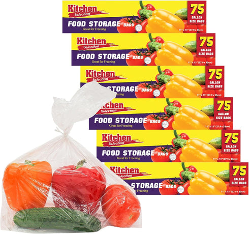 PARTY BARGAINS 1 Gallon Size Food Storage Bags, 450 Bags (6 Boxes of 75 Bags Each), Easy & Convenient