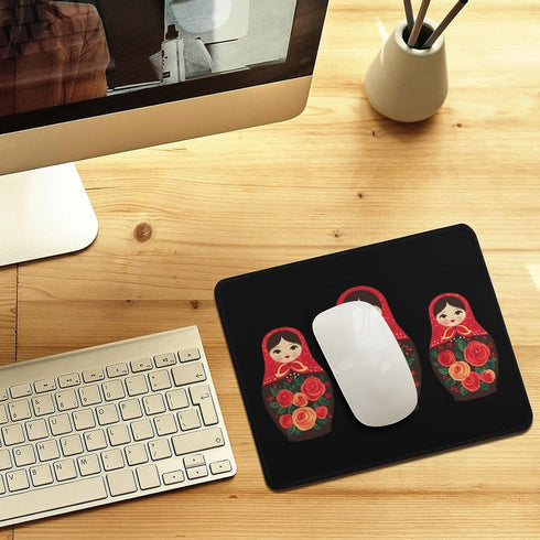 Generic Russian Nesting Dolls Funny Gaming Mousepad with Stitched Edges Rubber Base Computer Desk Mat for Laptop Office