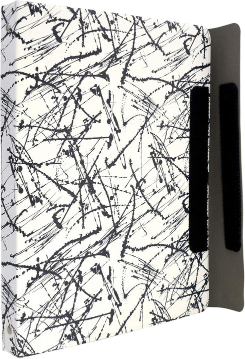 Portfolio Organizer File Folder with 3-Ring Binder and Color File Folders, Black and White