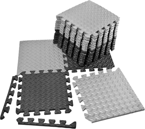 VViViD Interlocking EVA Foam Floor Mat Tiles 11.8x11.8x0.47 Black (9) and Grey