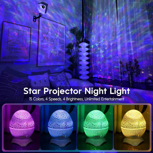 Rossetta Galaxy Projector, Star Projector for Bedroom, Night Lights for Kids Room with White Noise, Bluetooth Speaker