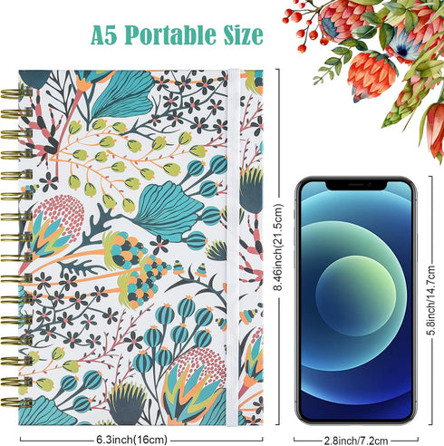 Spiral Notebook, 4 Pack A5 Lined Journal for Women, Hardcover with 2 Pockets, 160 Pages, 6.3" x 8.46"