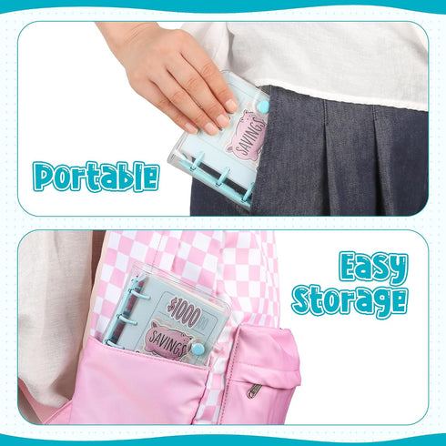 Mafegu 25 $1000 $1000) Mini Money Saving Binder with Envelopes, Savings Challenge Book, Portable for Budgeting Cash