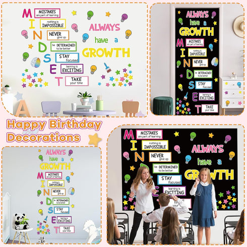 Growth Mindset Bulletin Board, Positive Educational Sayings Accents for Classroom Wall Display Set